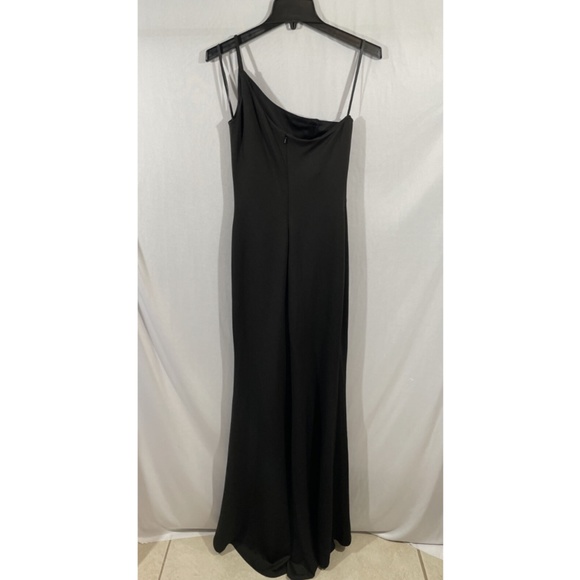 NEW $228 La Femme [ 4 ] One Shoulder‎ Jersey Gown in Black - Picture 12 of 14